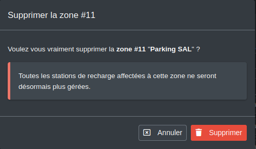 supprimer une zone