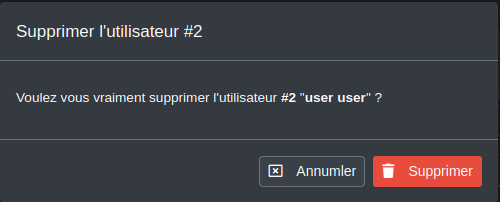 Detail supprimer utilisateur